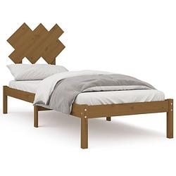 Foto van The living store houten bedframe - massief grenenhout - 195.5 x 80.5 x 31 cm - honingbruin