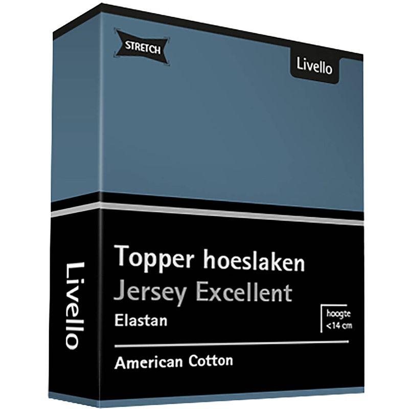 Foto van Livello hoeslaken topper jersey excellent blue 90 x 200 cm