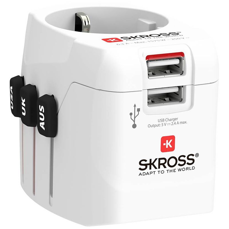 Foto van Skross 1302470 reisstekker pro light usb (2xa) -world