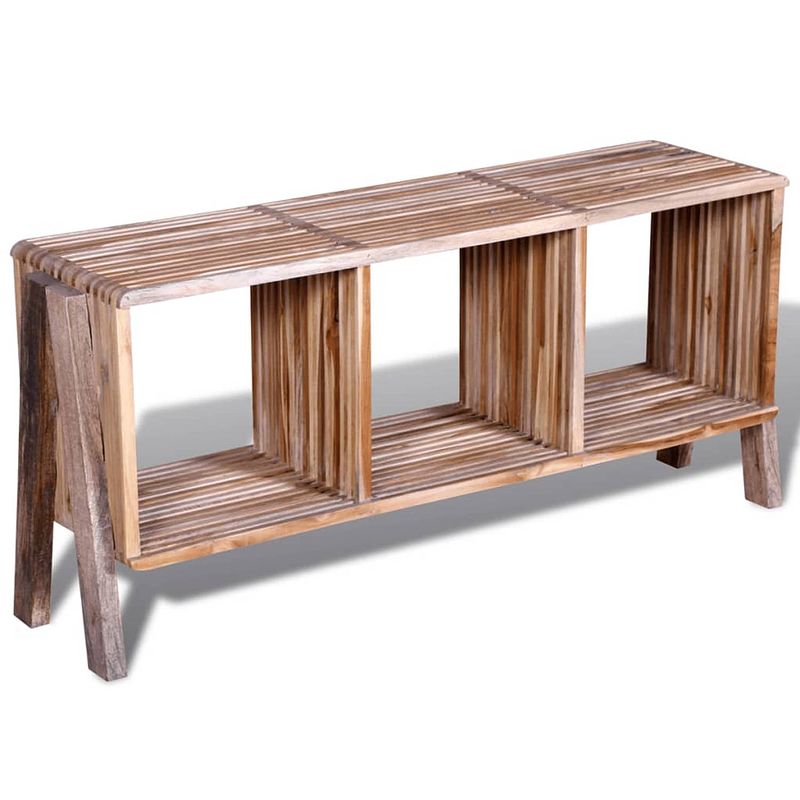 Foto van The living store tv-meubel vintage gerecycled teak - 110x30x50 cm - handgemaakt - 3 schappen