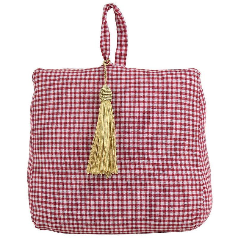 Foto van Deurstopper - katoen/polyester - rood geruit - 20 x 18 cm - deurstoppers