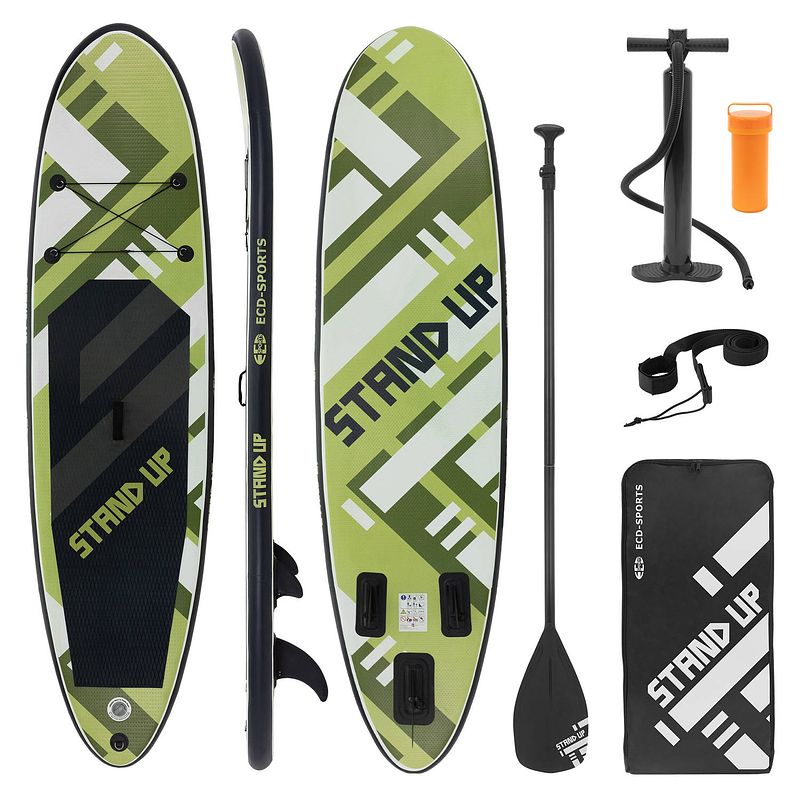 Foto van Opblaasbare stand up paddle board 308x78x10 cm olijf gemaakt van pvc