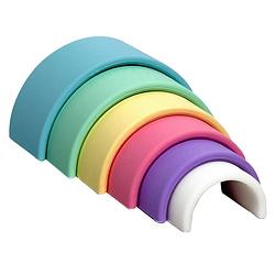 Foto van Dëna 6-delige speelgoedset pastel regenboog silicone
