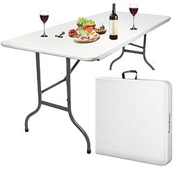 Foto van Maxxgarden vouwtafel - opvouwbare kampeer tafel - tuin - camping - binnen - weersbestendig - 180 x 74 x 74cm- wit