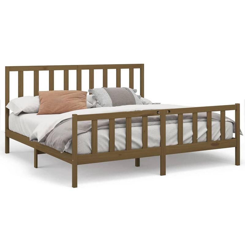 Foto van Vidaxl bedframe massief grenenhout honingbruin 200x200 cm