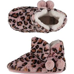 Foto van Dames hoge pantoffels/sloffen luipaard print oud roze maat 37-38 - sloffen - volwassenen