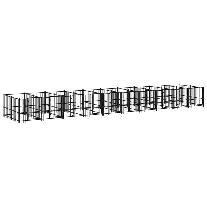 Foto van The living store hondenhok hondenkennel - gepoedercoat staal - 970x193.5x100 cm - veelzijdig en stevig