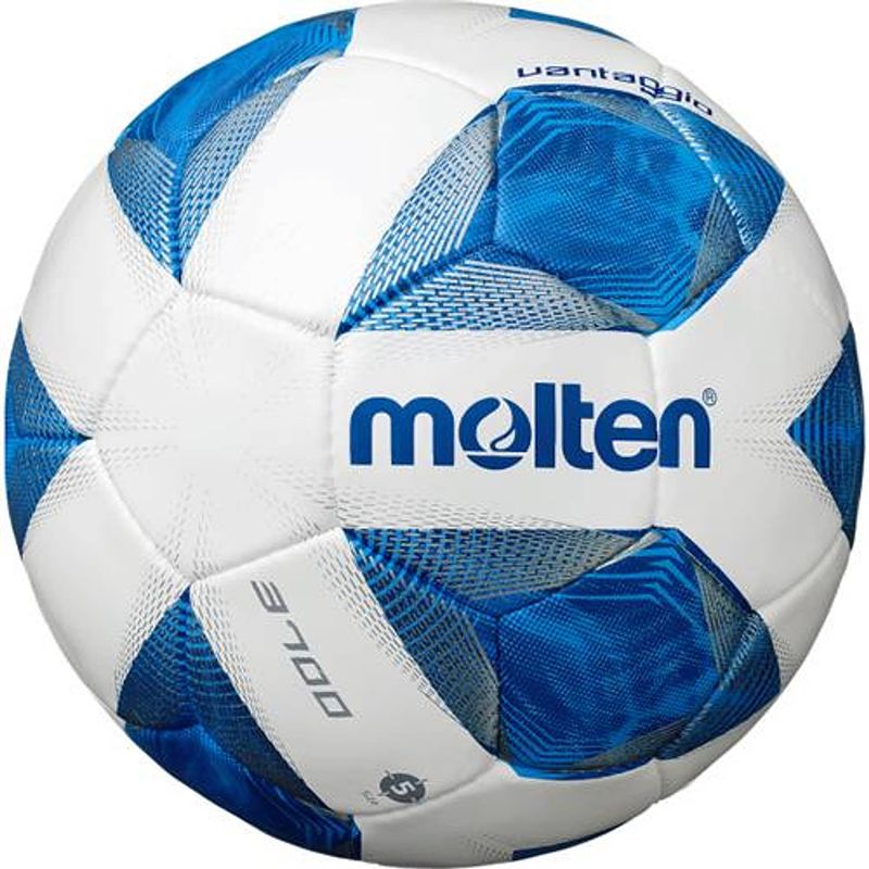 Foto van Molten voetbal f5v3700 latex/polyurethaan wit/blauw maat 5