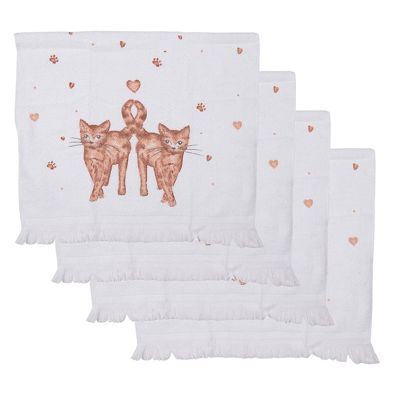 Foto van Haes deco - gastendoek / handdoek - 40x66 cm - 100% katoen - kitty cats