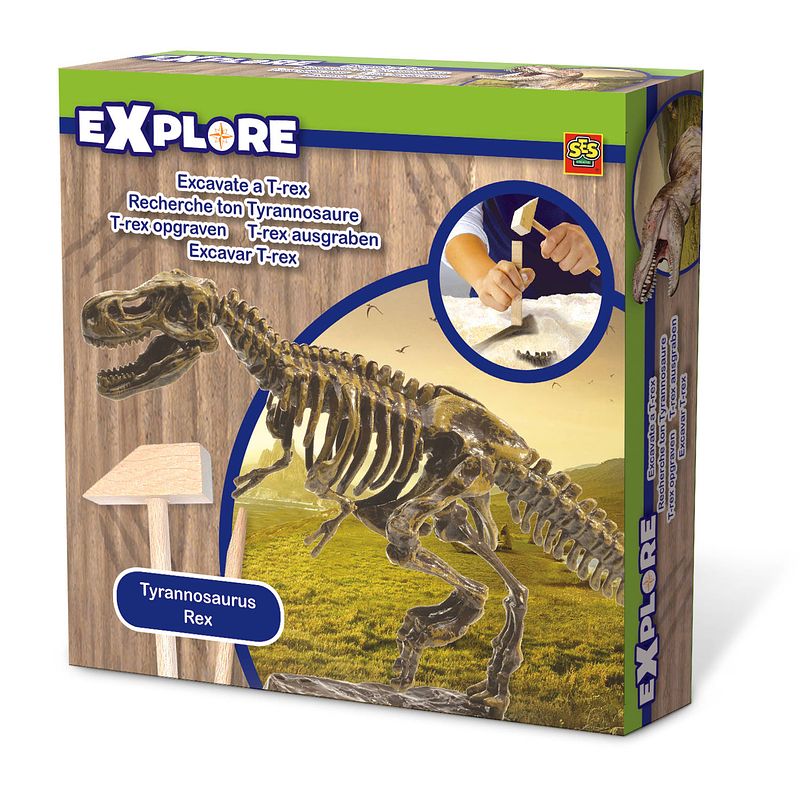 Foto van Ses explore skelet t-rex opgraven