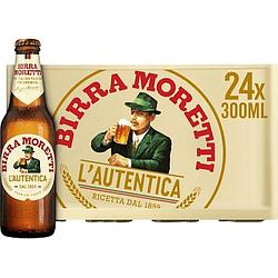 Foto van Birra moretti l'sautentica bier fles 24x30cl krat bij jumbo