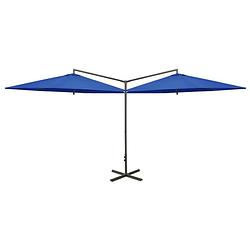 Foto van The living store tuinparasol dubbel - 600x290x260 cm - polyester - azuurblauw