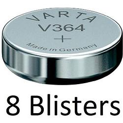 Foto van 8 stuks (8 blisters a 1 st) varta knoopcel batterij sr621 sw/sr60 sw/v364 1bl single-use zilver-oxide