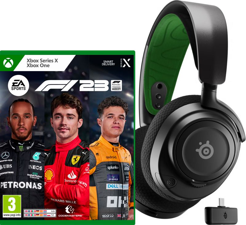 Foto van F1 23 xbox series x & xbox one + steelseries arctis nova 7x