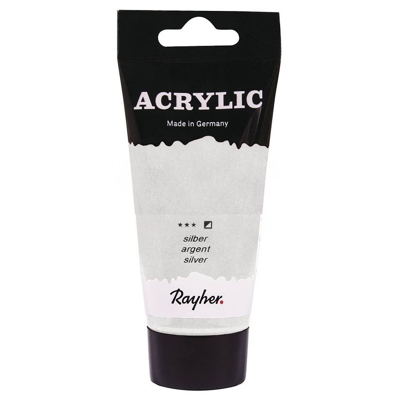 Foto van Zilveren acrylverf/hobbyverf op waterbasis 75 ml - hobbyverf