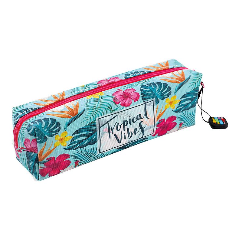 Foto van I-total etui tropical junior 19 x 5 x 5 cm textiel blauw/roze