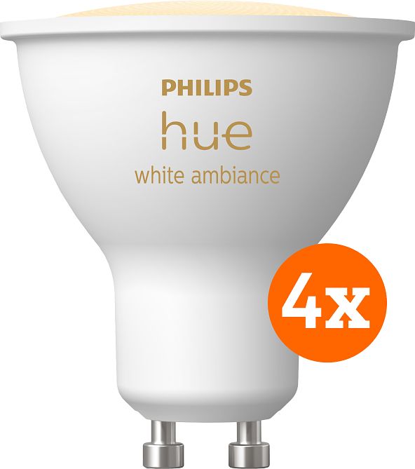 Foto van Philips hue white ambiance gu10 4-pack