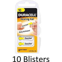 Foto van 60 stuks (10 blisters a 6 st) duracell hearing aid da10 1.4v niet-oplaadbare batterij