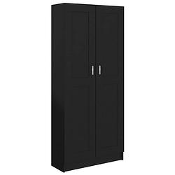 Foto van The living store boekenkast - zwart - 82.5x30.5x185.5 cm - 5 vakken - 2 deuren - stevig en duurzaam