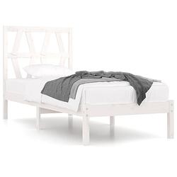 Foto van The living store bedframe klassiek massief grenenhout - 205.5 x 105.5 x 31 cm - wit