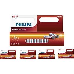 Foto van 60 stuks (5 blisters a 12st) - aaa r3 philips power alkaline