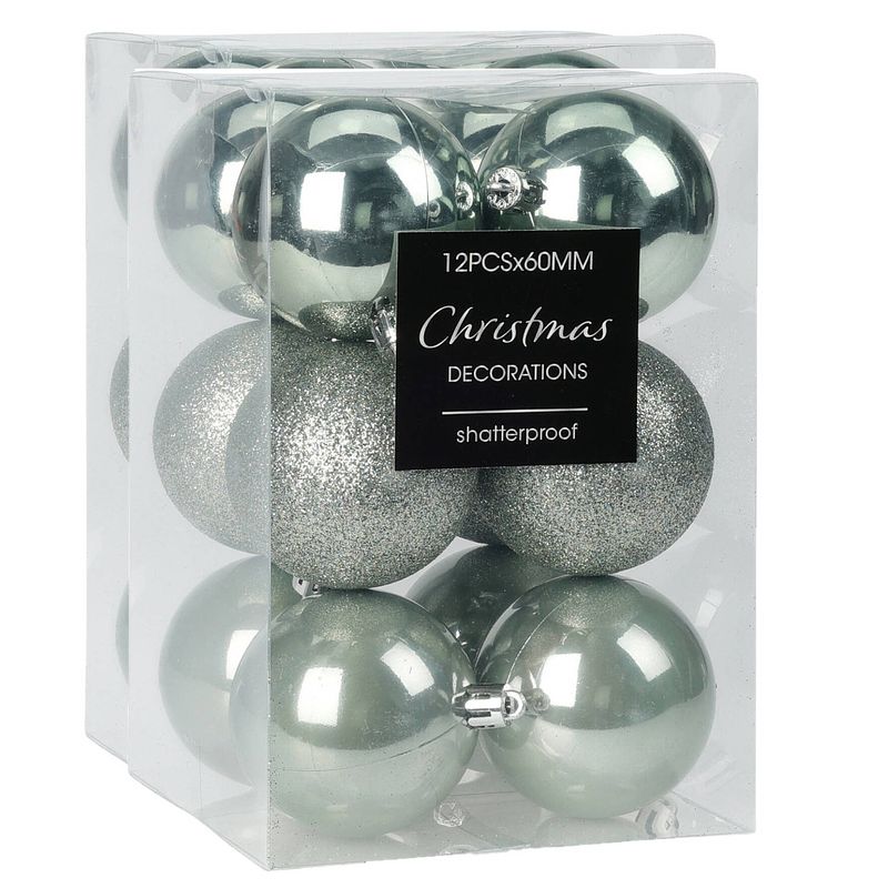 Foto van Christmas decoration kerstballen 24x -mintgroen-6 cm -kunststof  - kerstbal