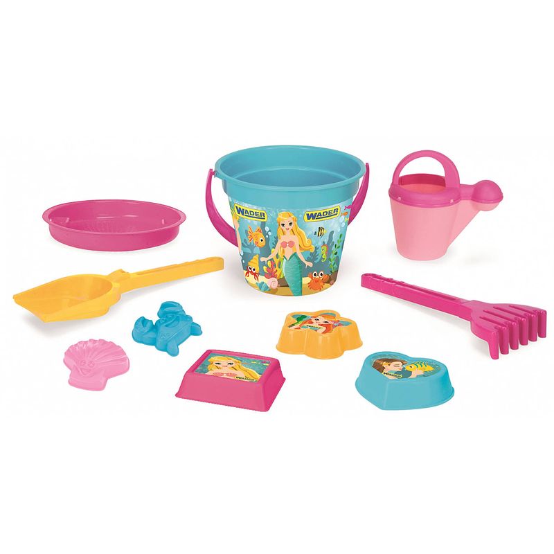 Foto van Wader strandset met emmer 14,5 cm 10-delig multicolor