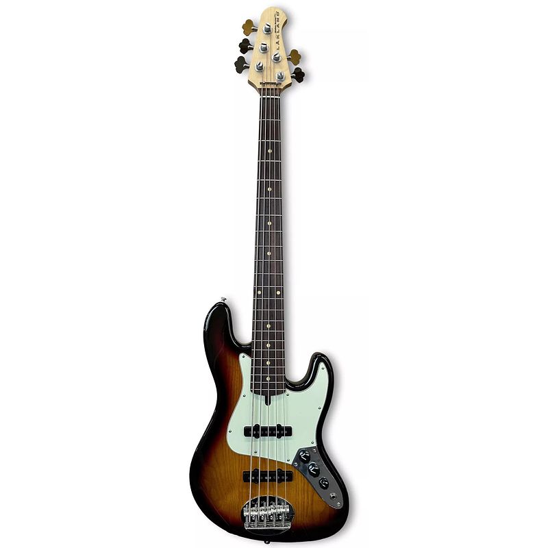 Foto van Lakland skyline 55-60 three tone sunburst gloss 5-snarige elektrische basgitaar