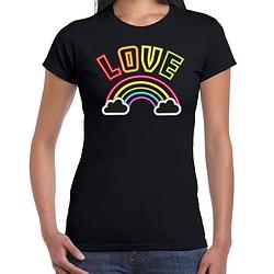 Foto van Bellatio decorations gay pride shirt - love - regenboog - dames - zwart xs - feestshirts