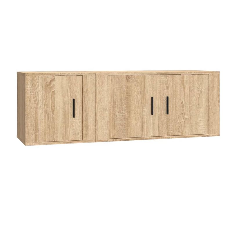 Foto van The living store tv-meubel set - sonoma eiken - 80 x 34.5 x 40 cm - 40 x 34.5 x 40 cm (b x d x h)