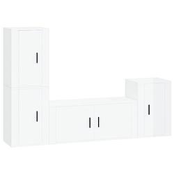 Foto van The living store televisiekastenset - klassiek - hoogglans wit -100x34.5x40cm - 40x34.5x60cm (3x)