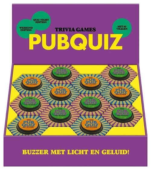 Foto van Display pubquiz met buzzer 2t x 6e - pakket (9789464085532)