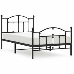 Foto van Vidaxl bedframe met hoofd- en voeteneinde metaal zwart 100x190 cm