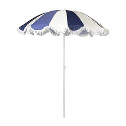 Foto van Parasol gestreept - blauw/wit - ø160x180 cm