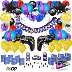 Foto van Fissaly® 106 stuks verjaardag decoratie set met fortnite dansjes ballonnen - feestversiering - video game feestdecoratie