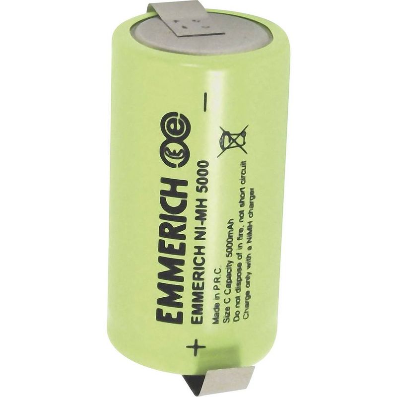 Foto van Emmerich baby zlf speciale oplaadbare batterij c (baby) z-soldeerlip nimh 1.2 v 5000 mah