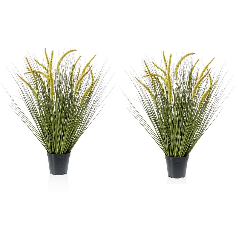 Foto van Set van 2x stuks kunstplanten groen gras sprieten 70 cm. - kunstplanten