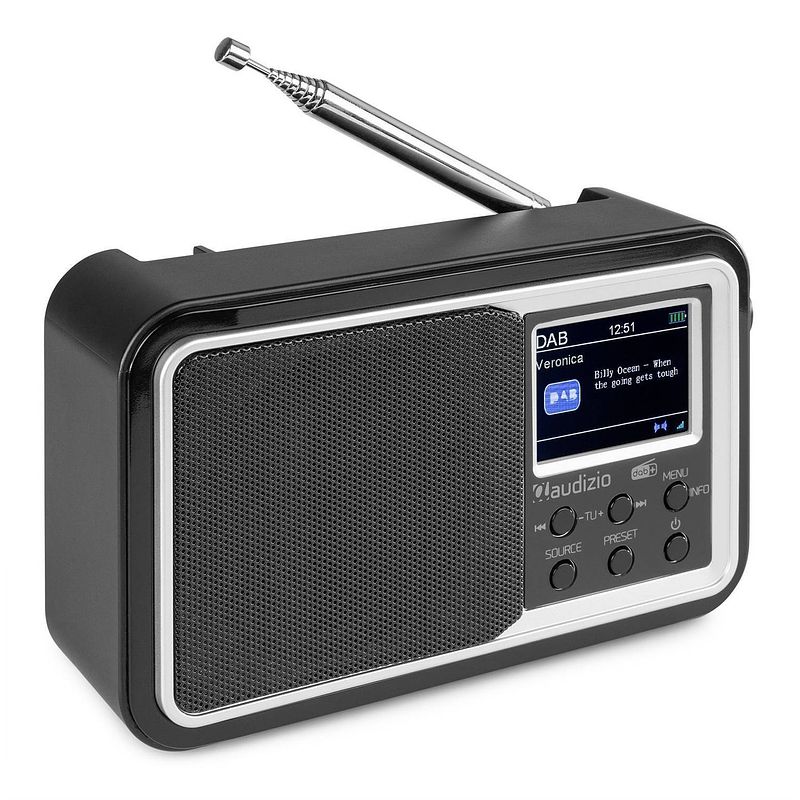 Foto van Audizio anzio draagbare dab radio met bluetooth, fm radio en accu - zwart