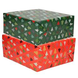Foto van 8x rollen kerst inpakpapier/cadeaupapier bomen 2,5 x 0,7 meter - cadeaupapier