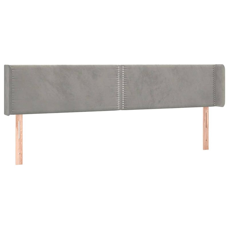 Foto van The living store hoofdbord bed - 203 x 16 x 78/88 cm - lichtgrijs fluwelen stof