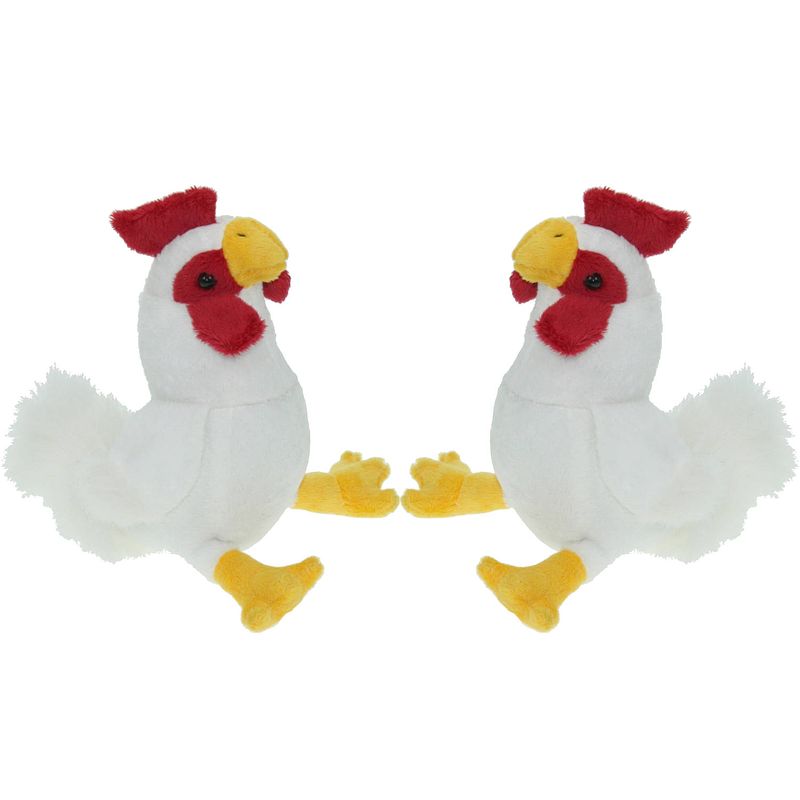 Foto van Set van 2x stuks pluche knuffel dieren kip vogel van 20 cm - vogel knuffels