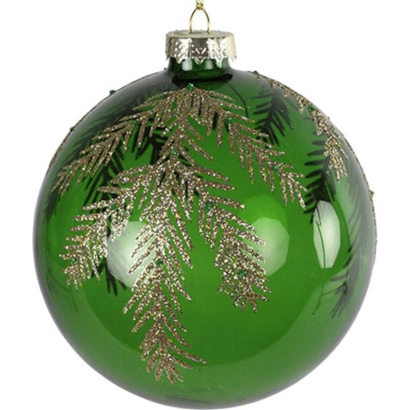 Foto van Non-branded kerstbal wayne 12 cm glas groen/goud/zwart