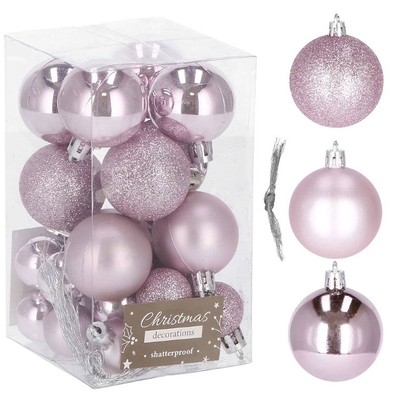 Foto van Kerstballen 25 stuks 2,5 cm/4 cm roze tinten