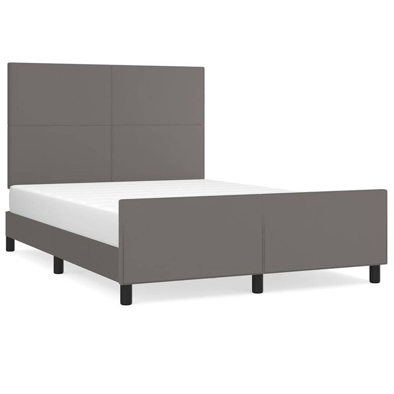 Foto van The living store bedframe grijs 193x146x118/128 cm - verstelbaar hoofdeinde - duurzaam kunstleer - stabiele poten -