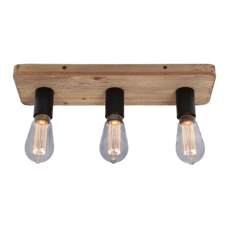 Foto van Freelight plafondlamp lenero 3 lichts l 50 cm hout zwart