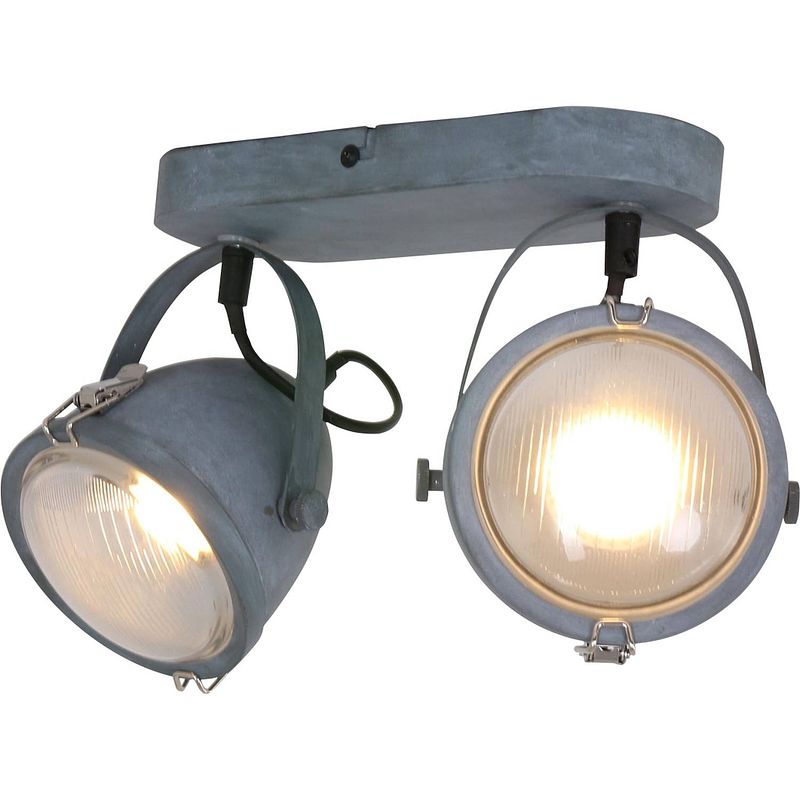 Foto van Lightning - industriele wandlamp 2-l spot medium - grijs