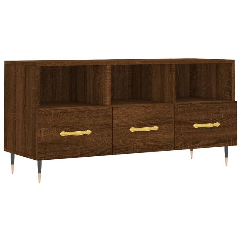 Foto van The living store tv-meubel - trendy bruineiken - 102 x 36 x 50 cm - stevig en praktisch