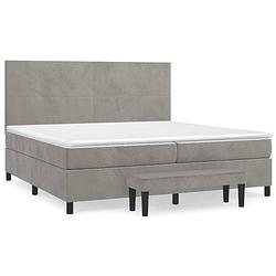 Foto van The living store boxspring met matras fluweel lichtgrijs 200x200 cm - bed