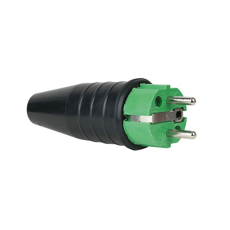 Foto van Showtec rubber schuko connector male 230v/240v groen