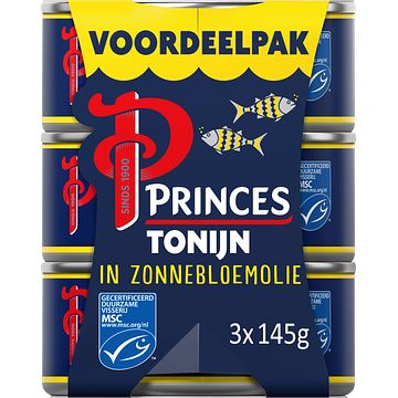 Foto van Princes tonijnstukken in zonnebloemolie voordeelpak 3 x 145g bij jumbo
